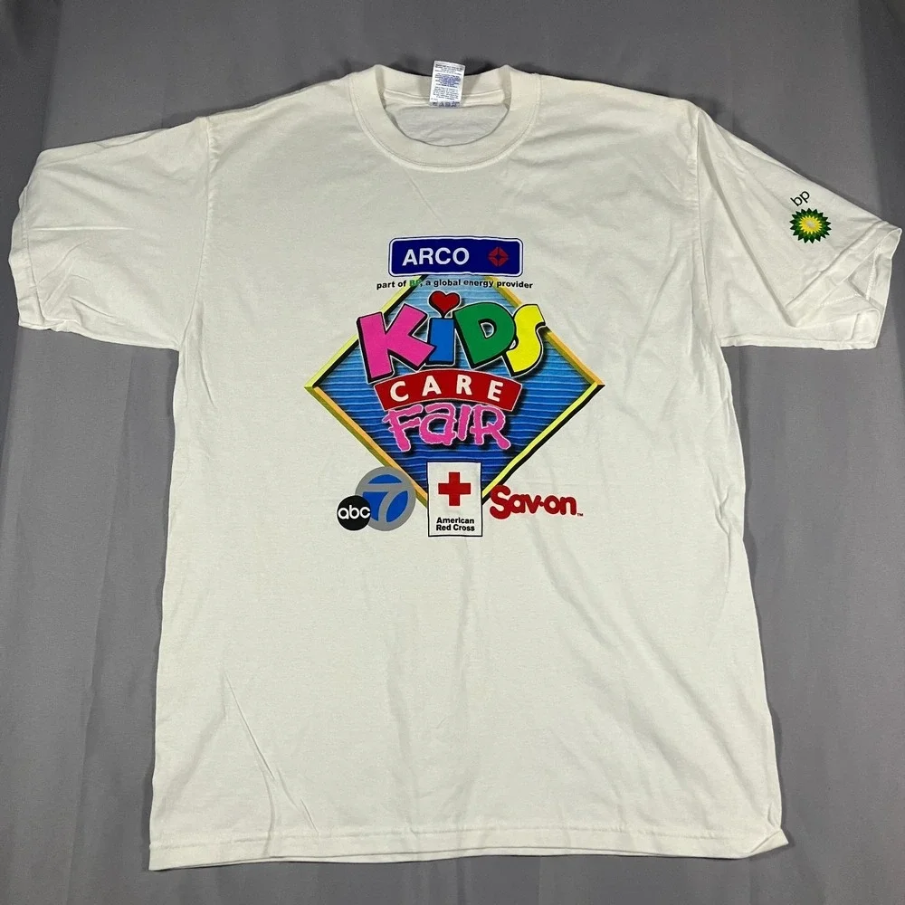 Gildan ARCO Kids Care‎ Fair T-Shirt Men's Large White Graphic Charity Tee